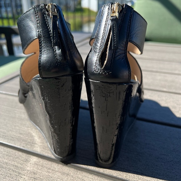 EUC Fendi 37 Black Leather Platform Sandals Genuine - Picture 4 of 11